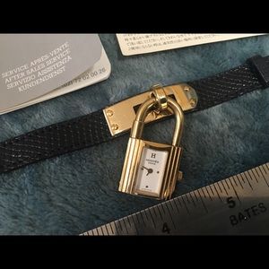 Authentic Hermes Kelly Black Leather Watch